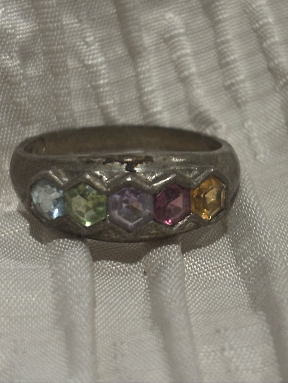 Vintage Sterling MULTI-STONE RING real solid Silver Fine Jewelry Statement Piece